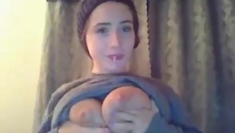 Lactating cam girl teasing on the