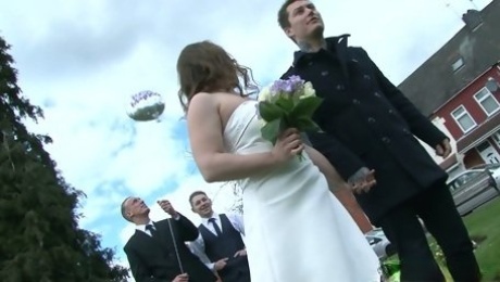 Whore bride Olga Cabaeva is fucked by horny best man during wedding ceremony