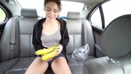 TEEN stuffs WET& TIGHT pussy with BANANE!!!! -LinaLynn