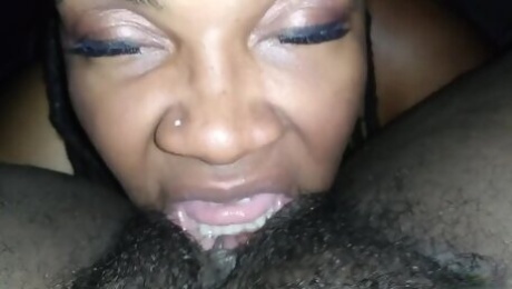 I love taking her soul: homemade POV with ebony eating black cunt