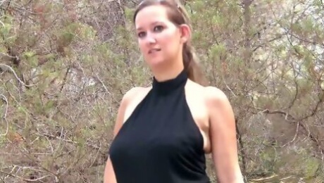 Amazing Busty Amateur Babe Spread Legs And Rides Meaty Cock In The Forest